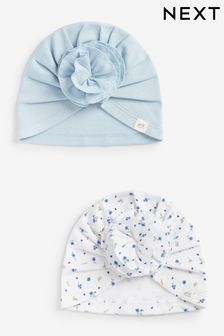 Blue Baby Turbans With Bow 2 Pack (0mths-2yrs) (U18002) | TRY 216