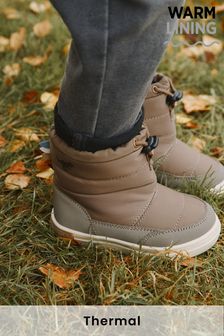 Taupe Brown Thermal Thinsulate™ Lined Quilted Showerproof Boots (U18344) | €50 - €60