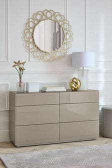 Dark Natural Sloane Glass 6 Drawer Collection Luxe Chest of Drawers (U18742) | €950