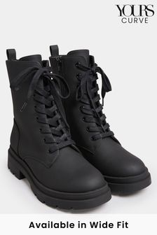 Yours Curve Black Wide Fit Chunky Lace Boots (U18789) | €24