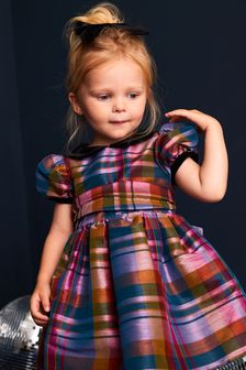 Flieder-Violett - Kariertes Kleid aus Taft (3 Monate bis 8 Jahre) (U18859) | 24 € - 27 €