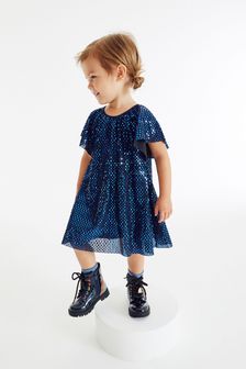 Blue Sparkle Angel Sleeve Dress (3mths-8yrs) (U18865) | €21.50 - €29