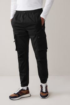 Black Slim Fit Stretch Utility Cargo Trousers (U18916) | TRY 401