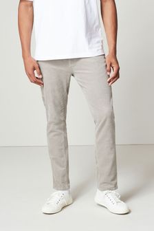 Svetlo siva - Ozek kroj - Raztegljive hlače iz rebrastega žameta Jean Style (U18920) | €9