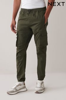 Зеленый хаки - Эластичные брюки карго с карманами (U18921) | €36