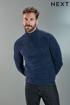 Tmavomodrá - Pletený sveter z vysokokvalitnej jahňacej vlny (U19020) | €44