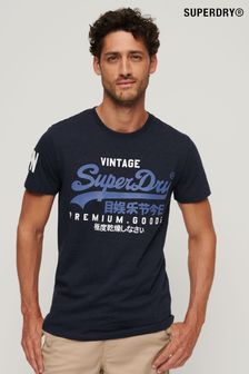 Tois Grit Blau - Superdry Essential T-Shirt mit Logostickerei (U19147) | 41 €