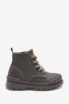 Серый - Ботинки на шнуровке с прорезиненным носком (U19358) | €14