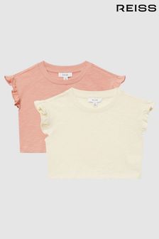 Reiss Multi Saskia Junior Two Pack Ruffle Sleeve Cropped T-Shirts (U19488) | €44