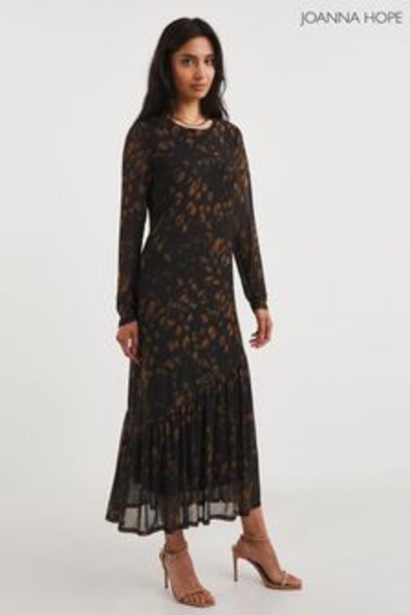 Joanna Hope Black Print Mesh Dress (U19692) | $114