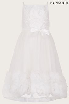 Monsoon Odette Kleid mit 3D-Blütendesign, Creme (U19762) | 47 € - 54 €