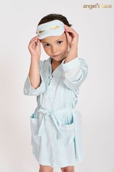 Голубой атласный халат и маска для сна для девочек (U20041) | 2 172 грн