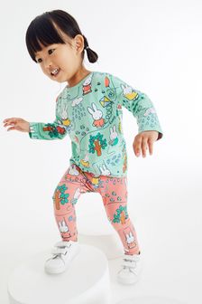  (U20050) | HK$133 - HK$166 綠色/橙色 - Miffy棉質T恤和內搭褲套裝 (3個月至7歲)