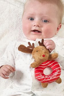Brown My First Christmas Reindeer Baby Rattle (U20227) | €9