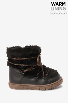 Black Faux Fur Moon Boots (U20377) | €18 - €20