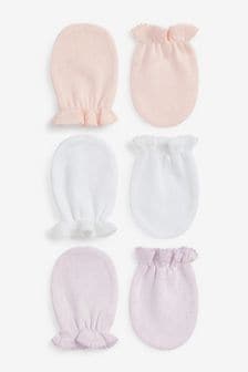 White/Pink/Lilac Purple Pointelle Baby Scratch Mitts 3 Pack (U20424) | ￥550