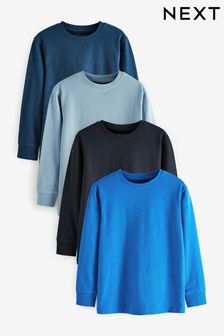 Синий - Набор мягких футболок с длинным рукавом (4 шт.) (3-16 лет) (U20492) | 13 400 тг - 22 780 тг