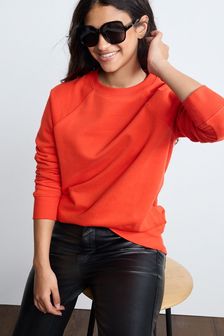 Red Essentials Longline Cotton Jersey Sweatshirt (U20501) | kr265