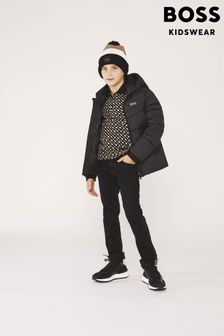 Черный - Дутая куртка с капюшоном и логотипом Boss (U20875) | €98 - €110