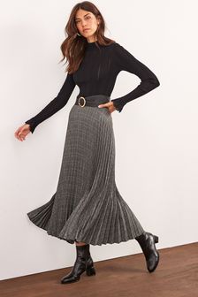 Серый - Плиссированная юбка миди в строгом стиле (U20916) | €44