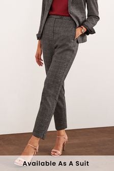 Grey Check Tailored High Waisted Slim Leg Trousers (U20922) | €40