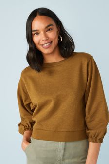 Brown Cropped Short Sleeve Sweatshirt (U20934) | 23 €