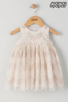 Mamas & Papas Pink Lace Tiered Dress (U22046) | $124