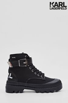 Karl Lagerfeld Black Ankle Strap Boots (U22134) | $280
