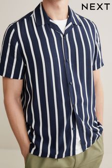 Синий - Легкая рубашка с короткими рукавами (U22202) | €12