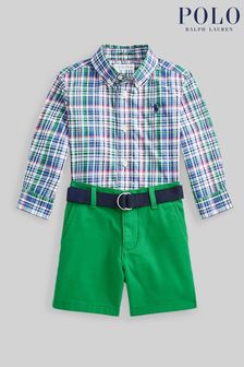 Polo Ralph Lauren Baby Blue Check Shirt And Shorts Set (U22429) | €138