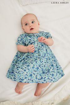 Laura Ashley Blue Newborn Floral Shirt Dress (U22563) | €12 - €13