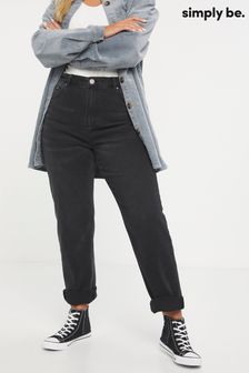 Czarne jeansy Simply Be Esme z efektem sprania, wysokim stanem i prostymi nogawkami (U22838) | 90 zł