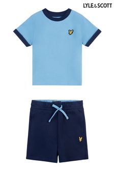 Lyle & Scott Boys Blue Contrast T-Shirt & Shorts Set (U23071) | $65
