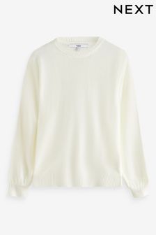 Ecru White Cosy Crew Neck Jumper (U23087) | €8