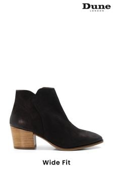 Dune London Black Wide Fit Parlor Cropped Western Ankle Boots (U23129) | SGD 252