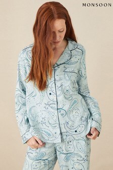 Monsoon Blue Paisley Print Button Pyjama Shirt (U23235) | €46