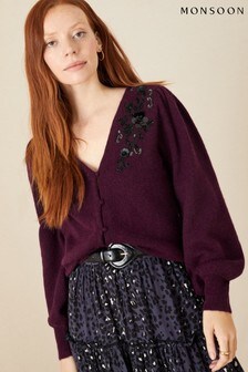 Monsoon Red Embellished Cardigan with Recycled Polyester (U23236) | 34 €