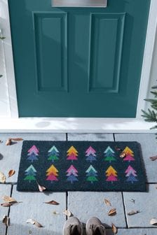 Fußmatte mit Weihnachtsbäumen in hellen Farben (U23450) | 23 €