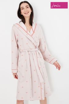 Joules Pink Jonie Printed Jersey Dressing Gown (U23529) | €81