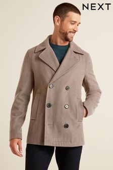 Oatmeal Wool Pea Coat (U23539) | 55 €
