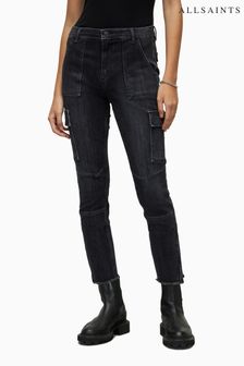 AllSaints Duran Black Skinny Cargo Jeans (U23627) | $196