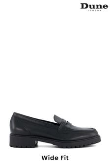 Dune London Wide Fit Gild Cleated Penny Black Loafers (U23716) | 130 €