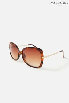 Accessorize Brown Sophie Metal Detail Square Sunglasses (U23835) | ₪ 70