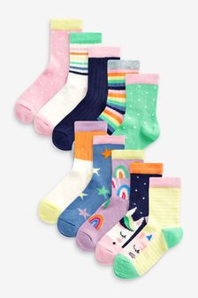 Rainbow 10 Pack Cotton Rich Ankle Socks (U24175) | €16 - €17.50