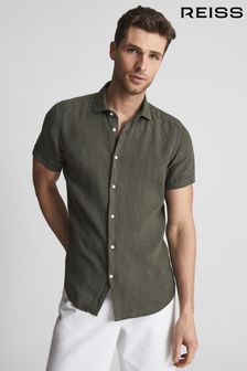 Reiss Olive Holiday Linen Slim Fit Shirt (U24335) | 135 €