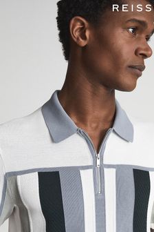 Sivozelena - Polo majica s polovično zadrgo in barvnimi bloki Reiss Pash (U24350) | €125