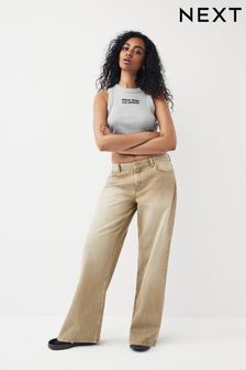 Бежевый - Мешковатые джинсы с широкими штанинами (U24404) | €48