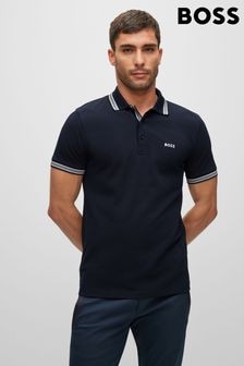 BOSS Blue Cotton Paddy Tipped Polo Shirt (U24555) | $153