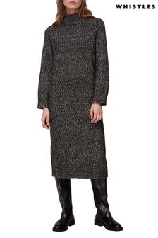 Črna pletena srednje dolga obleka Whistles (U25476) | €80