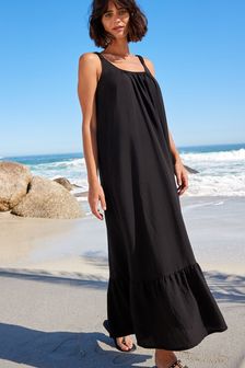 Black Sleeveless Tiered Dress (U25615) | 131 QAR